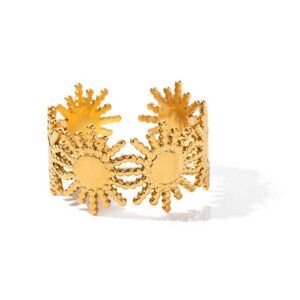 18K PVD Gold Plated Stainless Steel Sun Open Adjustable Ring